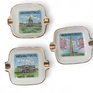 Vintage Washington D.C. Ceramic Ashtrays Set Made in Japan